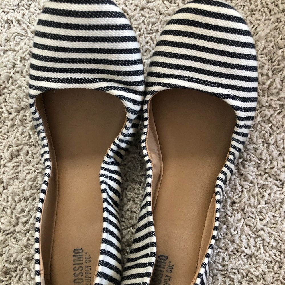 Navy striped flats